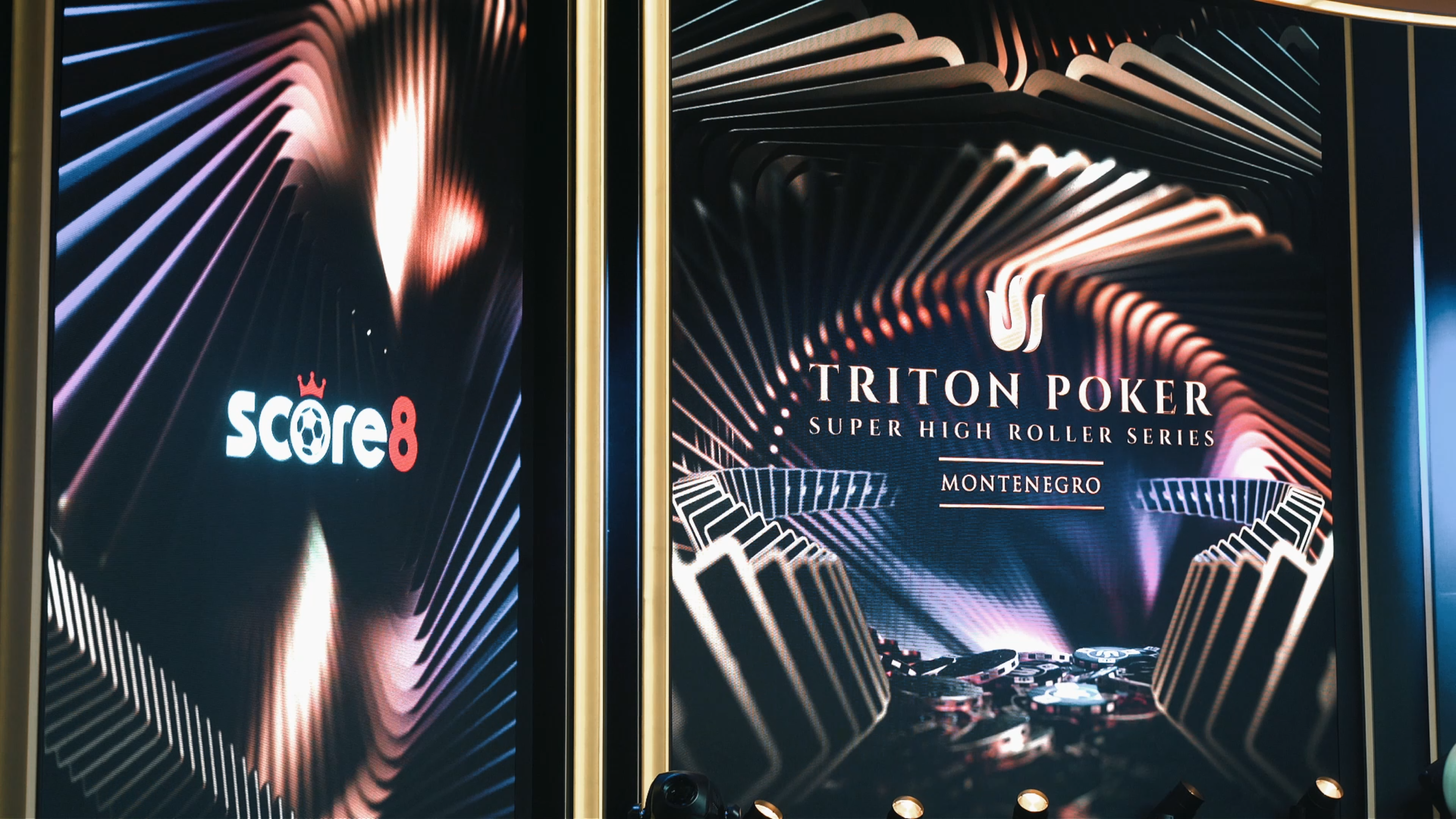 Score8 logo shown beside Triton Poker Montenegro event display